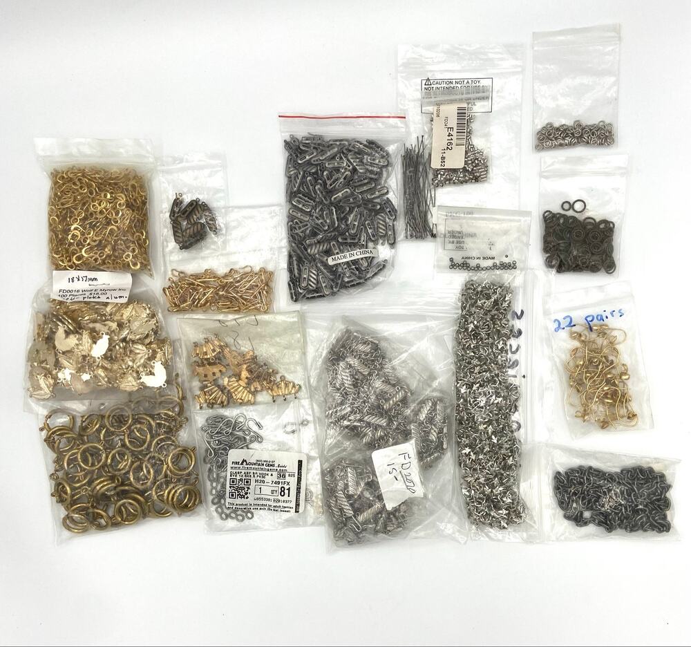 Jewelry Making Findings Lot Clasps Pinch Bails Fish Hook Earrings Jump Rings